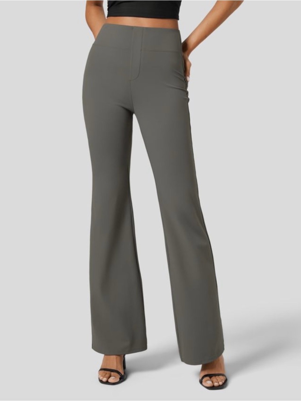 Halara Flex High Waisted Back Side Pocket Slight Flare Work Pants - Picture 4 of 9